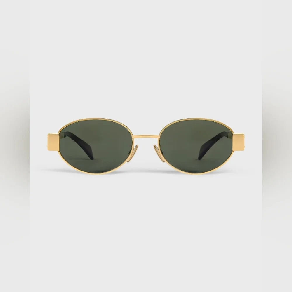 Celine Gold Metal Sunglasses with Green Lenses